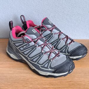 Salomon Women’s 8.5 X Ultra Prime Gray Waterproof Hiking Trail Sneakers Shoes